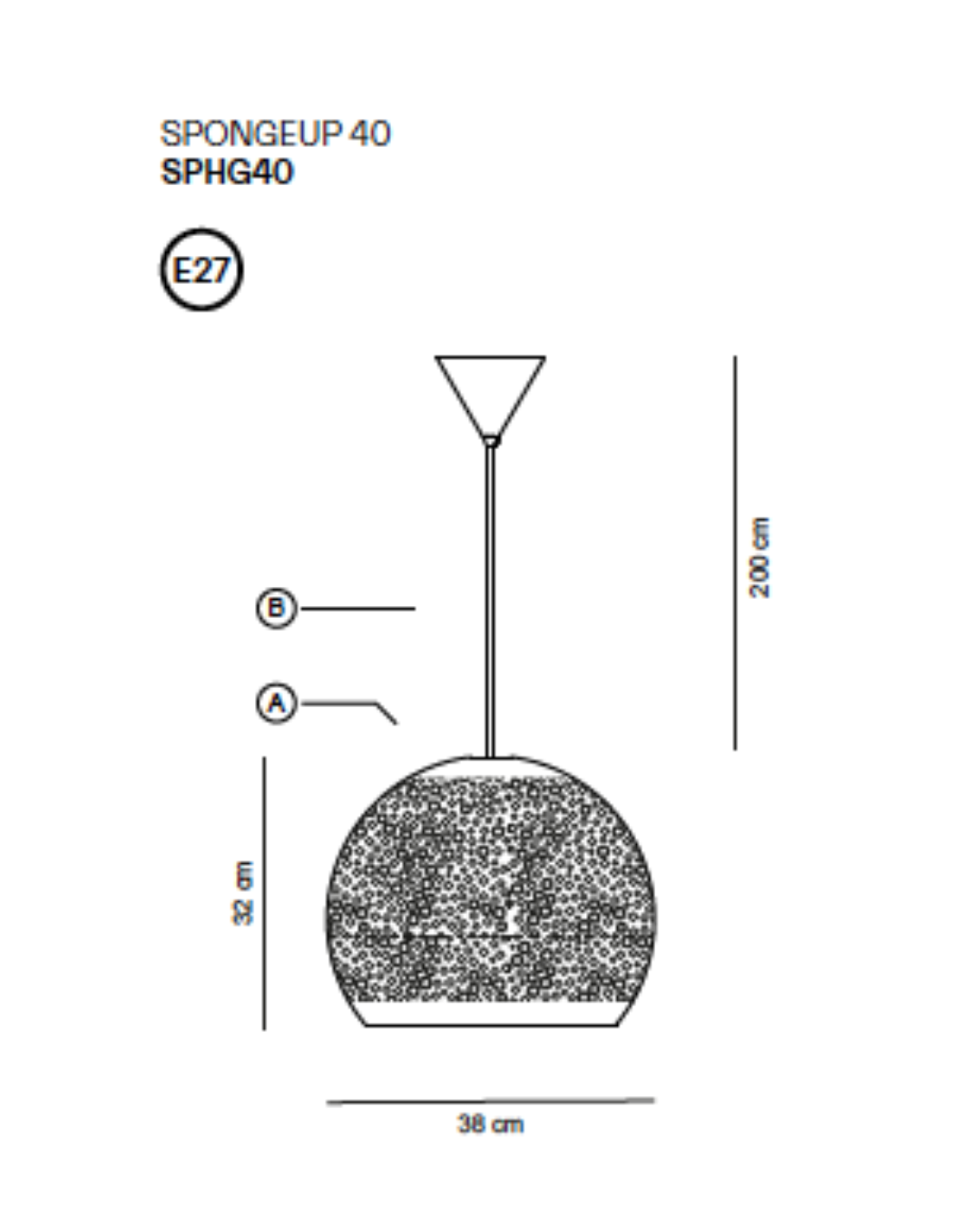 Candeeiro Suspenso SpongeUP 40 em Barro Feito á mão