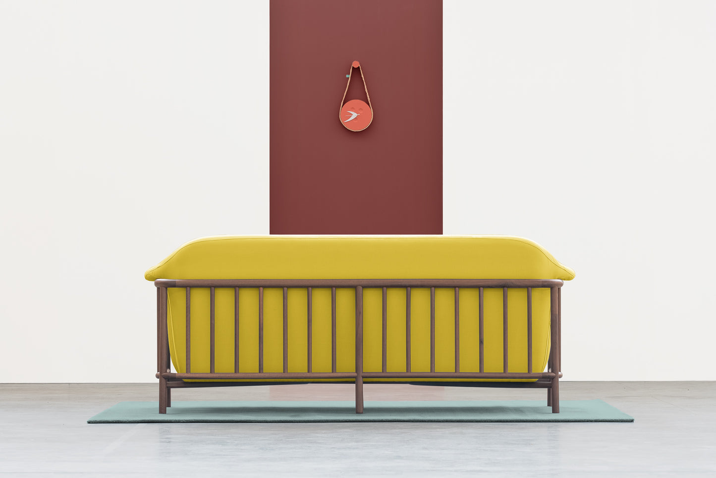 VALENTINE Fabric sofa + walnut wood structure