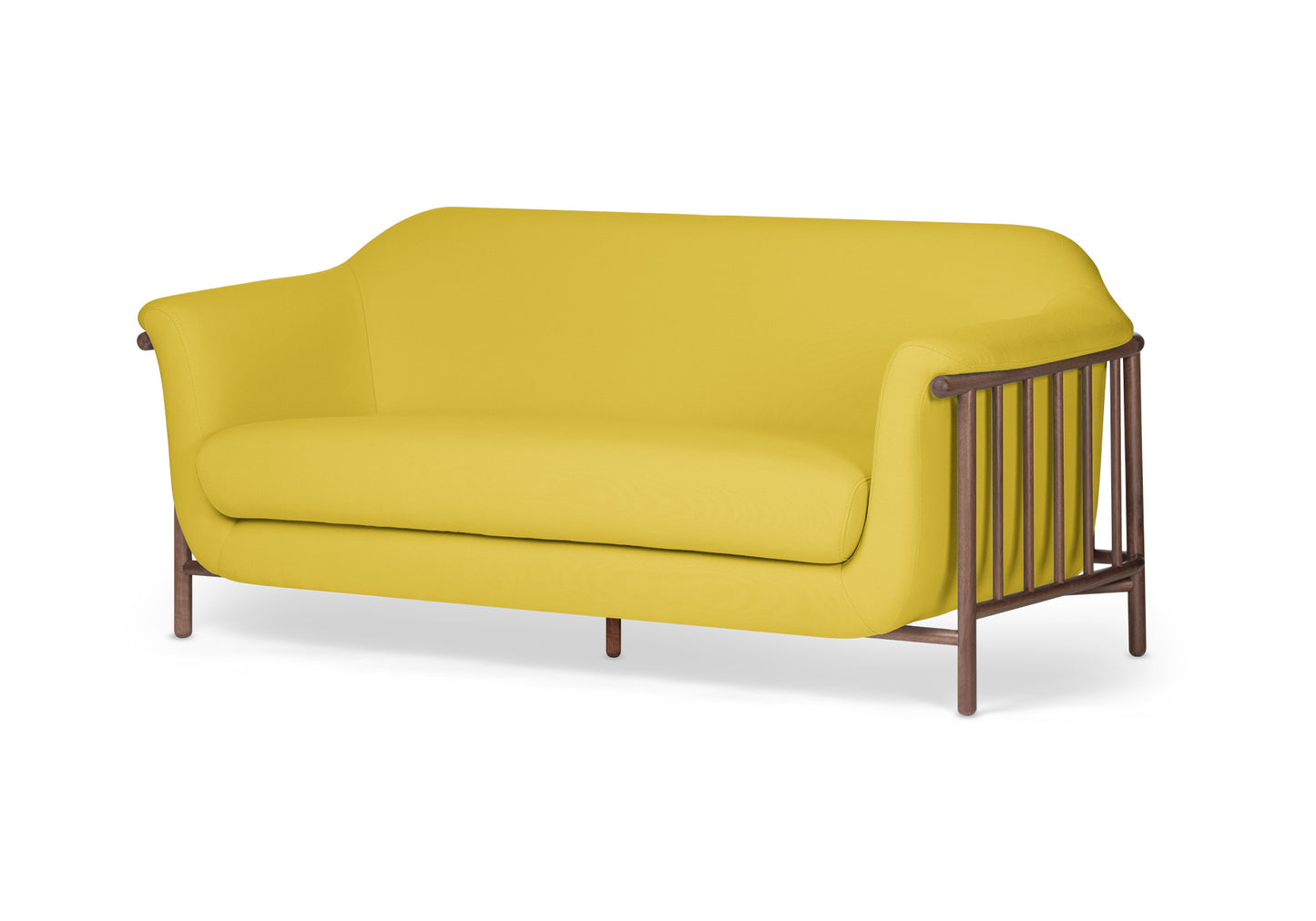 VALENTINE Fabric sofa + walnut wood structure