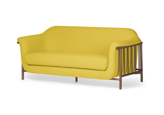 VALENTIM Sofá em tecido + estrutura em madeira Walnut