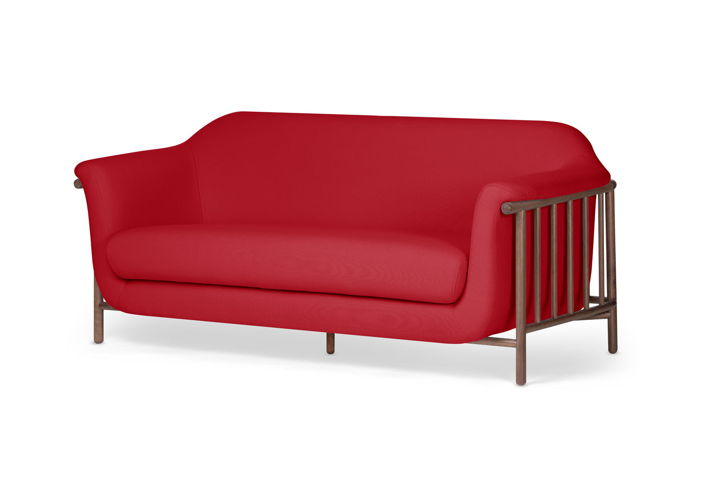 VALENTINE Fabric sofa + walnut wood structure