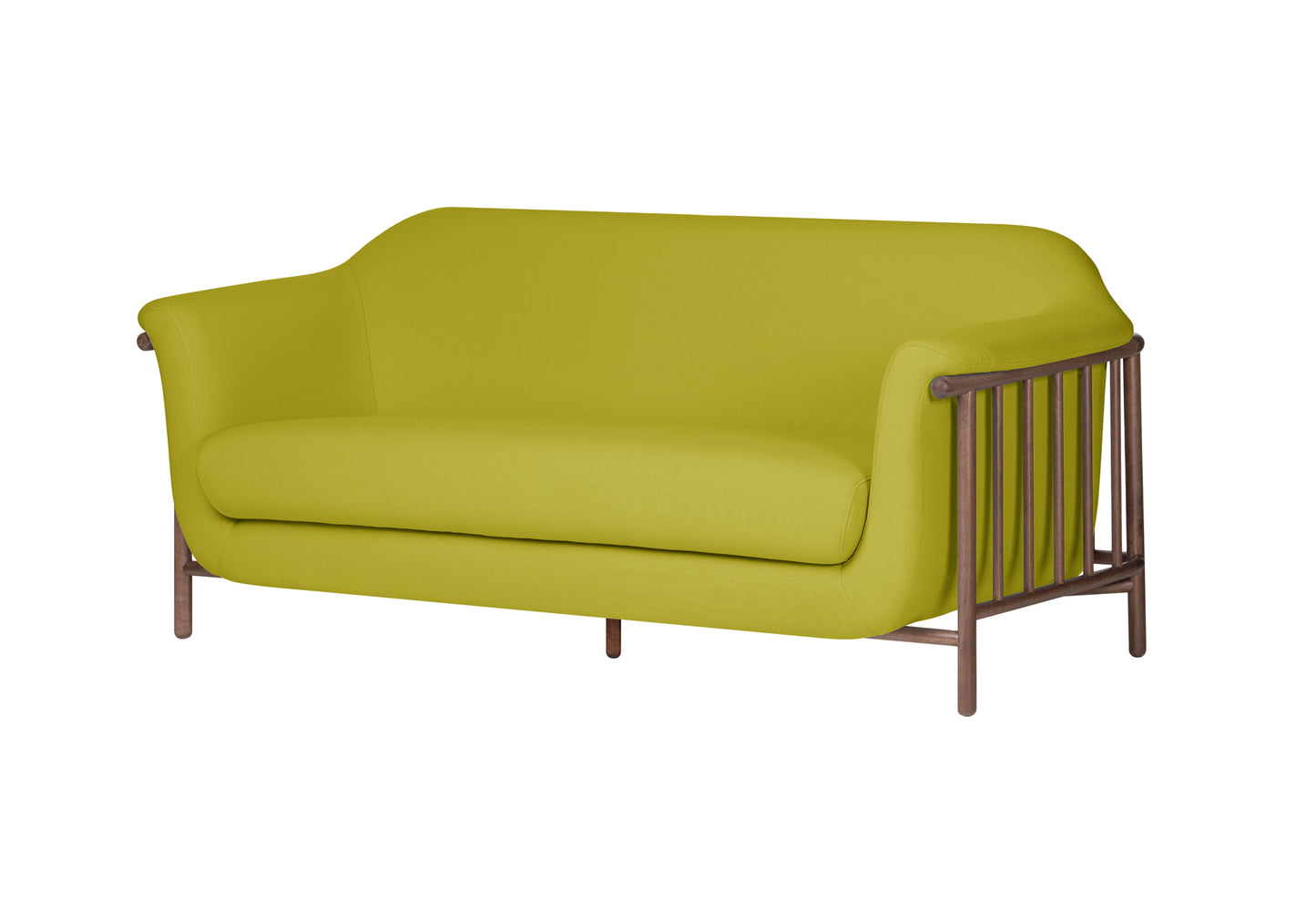VALENTINE Fabric sofa + walnut wood structure