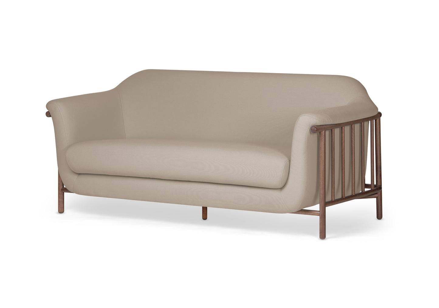 VALENTINE Fabric sofa + walnut wood structure