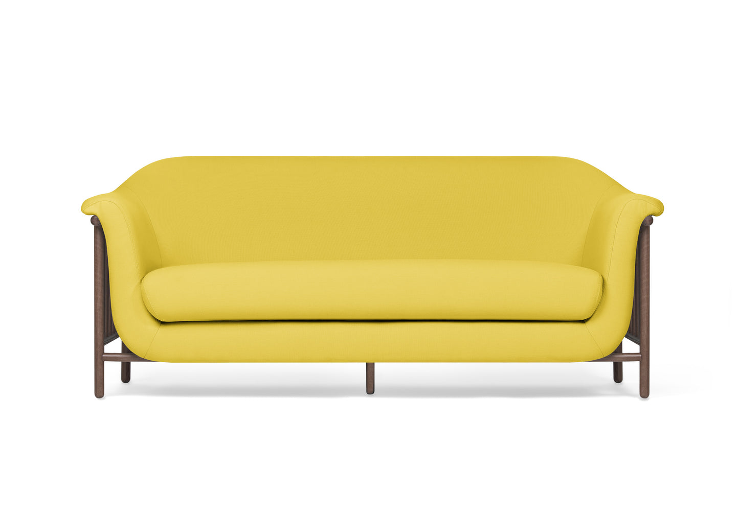 VALENTINE Fabric sofa + walnut wood structure