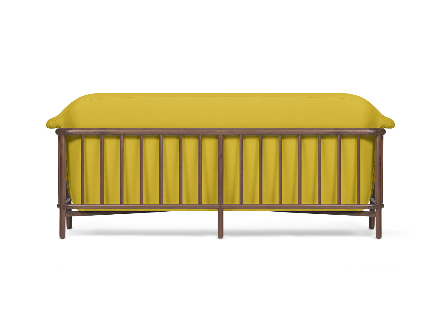 VALENTINE Fabric sofa + walnut wood structure