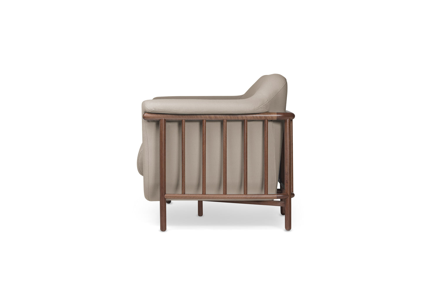 VALENTINE Fabric sofa + walnut wood structure