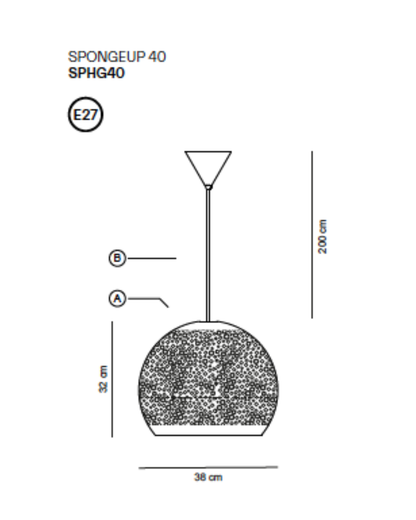 Candeeiro Suspenso SpongeUP 40 em Barro Feito á mão