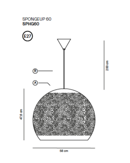SpongeUP 60 Hanging Lamp in Handmade Clay