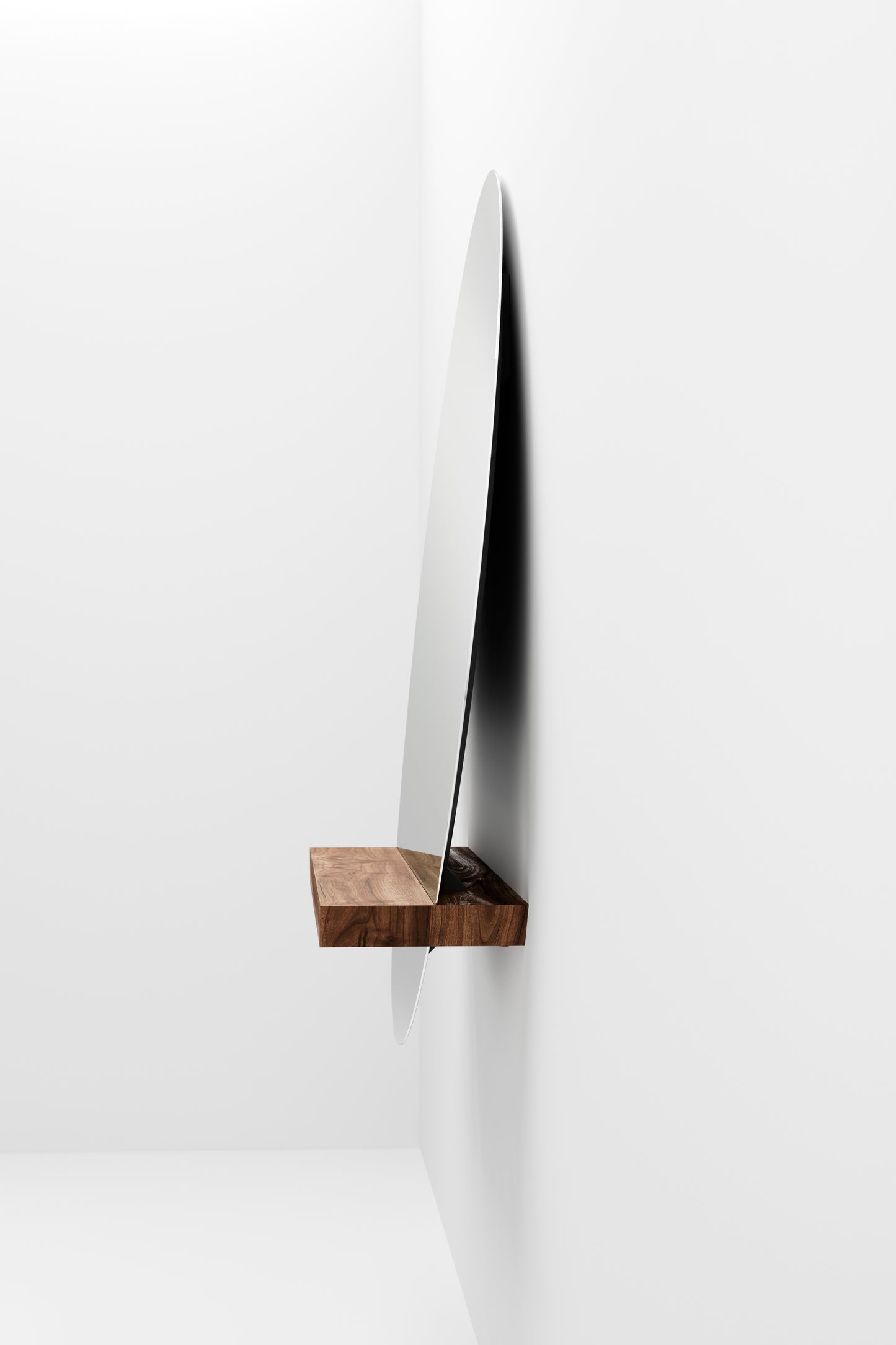 Guillotine espelho redondo com Gaveta em Madeira Sustentável FSC