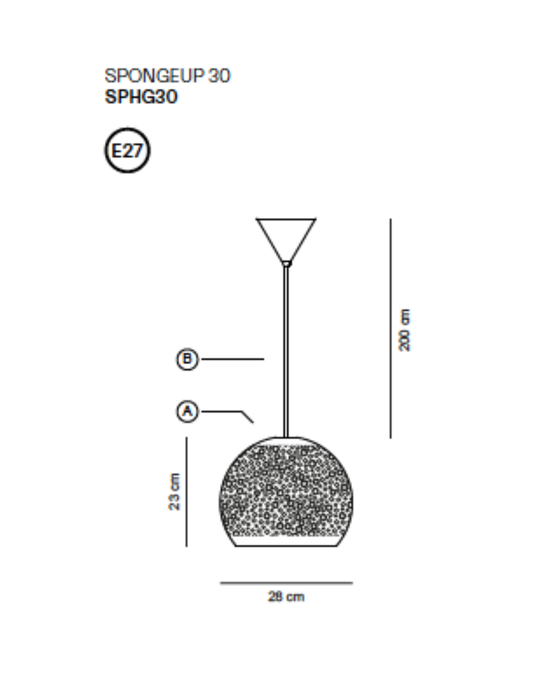 Lampe suspendue SpongeUP 30 en argile faite à la main