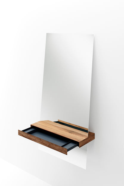 Rectangular Guillotine Mirror with Drawer in FSC® Certified Wood