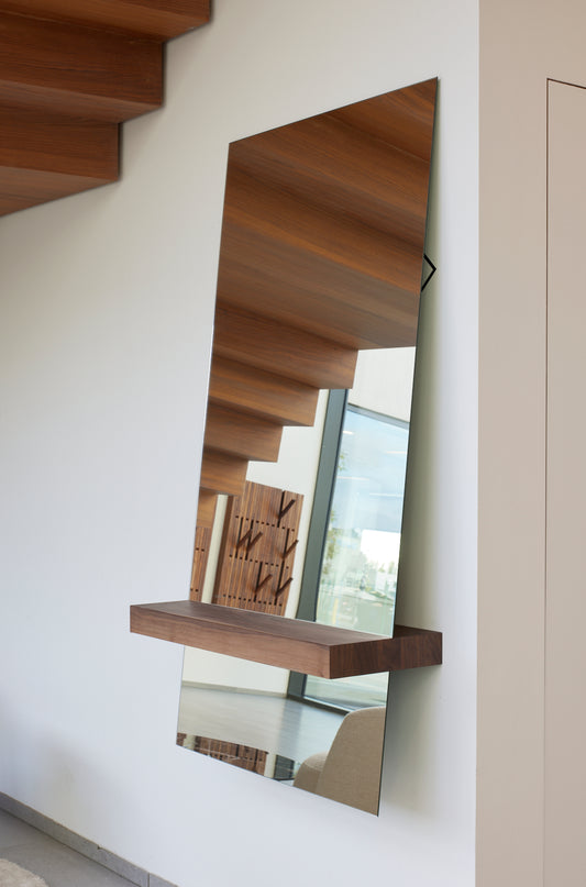 Rectangular Guillotine Mirror with Drawer in FSC® Certified Wood