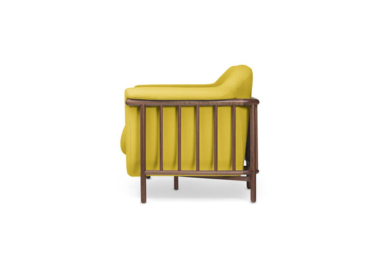 VALENTINE Fabric sofa + walnut wood structure